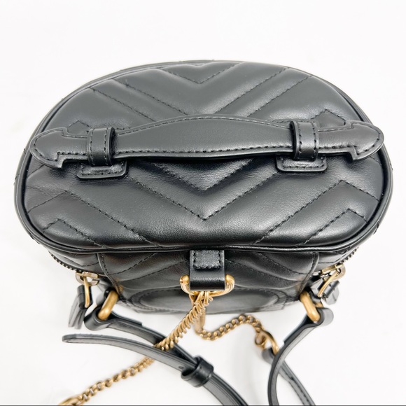 Gucci GG Marmont Mini Matelassé Black Leather Backpack New Authentic - Picture 8 of 16